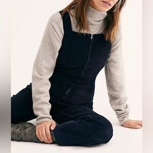 Free People Navy Corduroy Jumpsuit